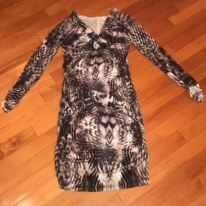 European Animal Print Long Sleeve Dress